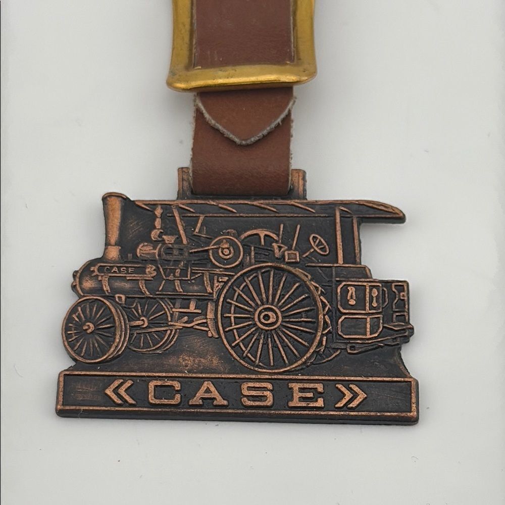 Vintage Case Fob Watch with Brown Leather Strap